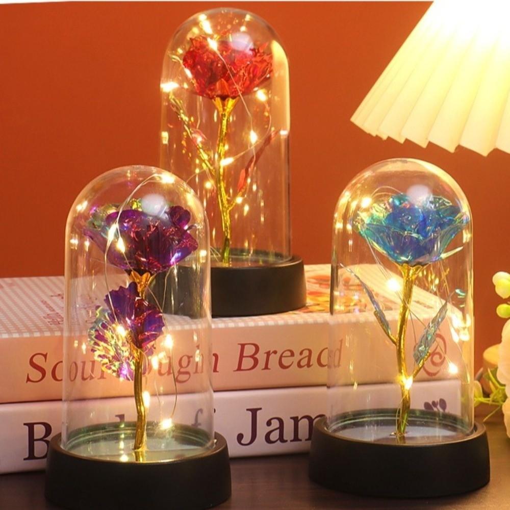 LED Gold Foil Rose Creative Gift Ornaments Artificial Rose Flowers Mother's Day