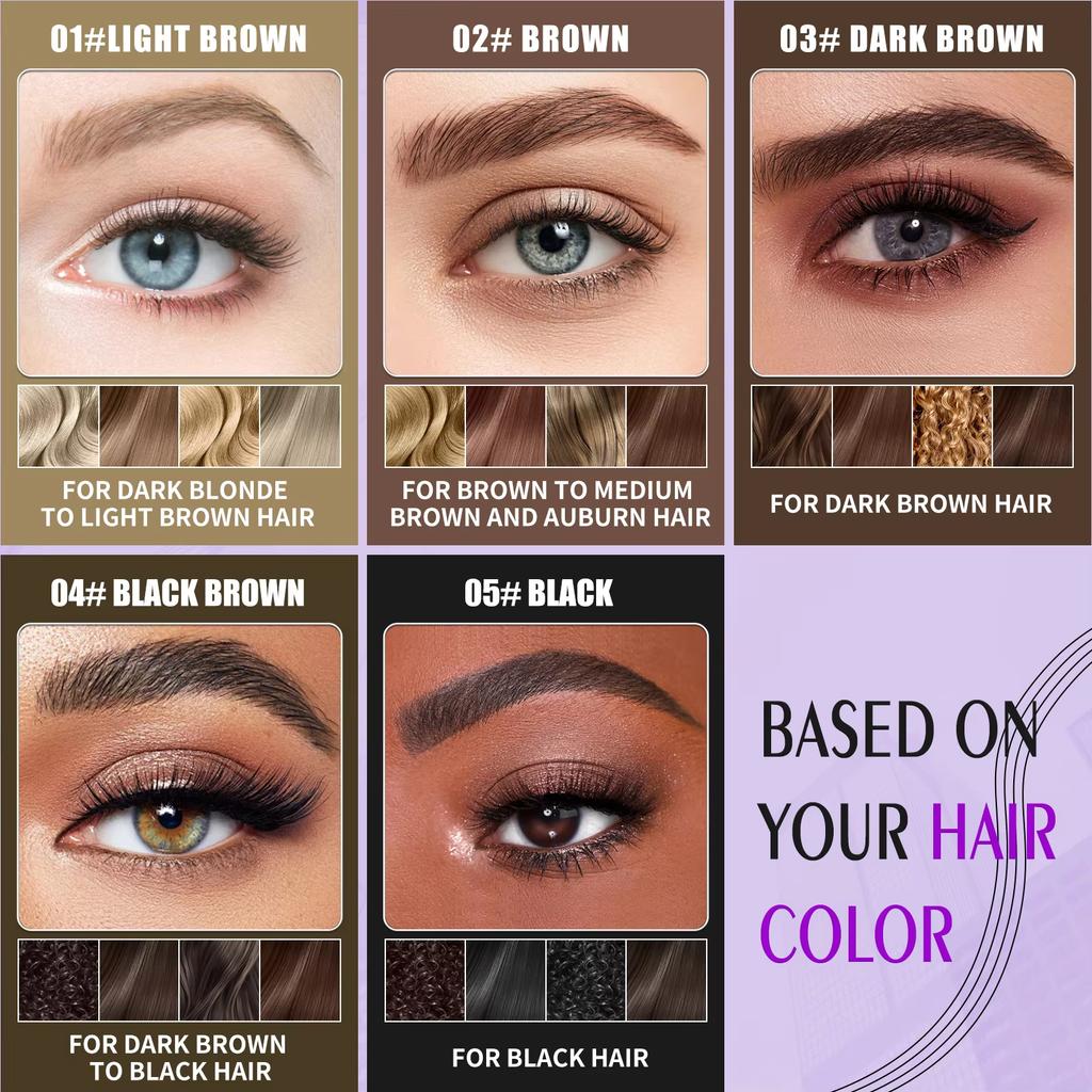 Водостойкий карандаш для бровей 2в1 Жидкая гелевая ручка Стойкий кремовый набор для макияжа Четырехпалый Двусторонний Натуральный карандаш для бровей