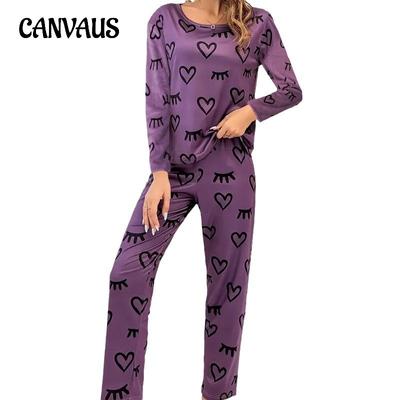 Осенне-зимние женские пижамы с длинными рукавами, длинные брюки, пижамы с принтом, домашняя одежда из двух предметов, женская одежда
