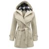 Winter Coat Ladies Girls Hooded Comfortable Warm Jacket Womens Belted Elegant Plus Size Long Sleeve