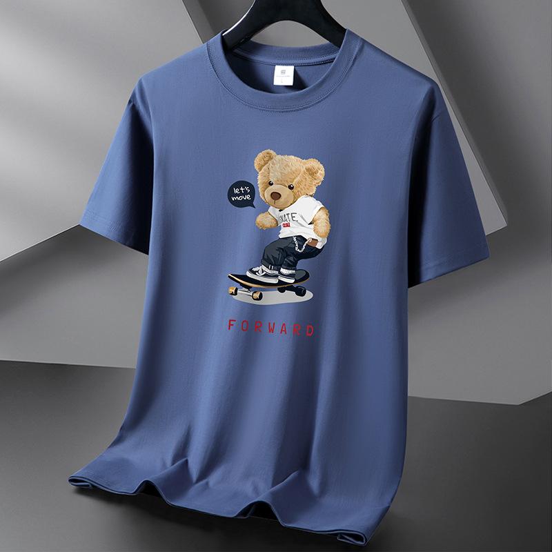 QICED Футболка с короткими рукавами из хлопка Tide Casual Cotton Мужская летняя рубашка с круглым вырезом