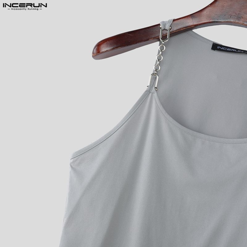 Summer Incerun Men Strap Sleeveless Casual Loose Tank Tops Vest