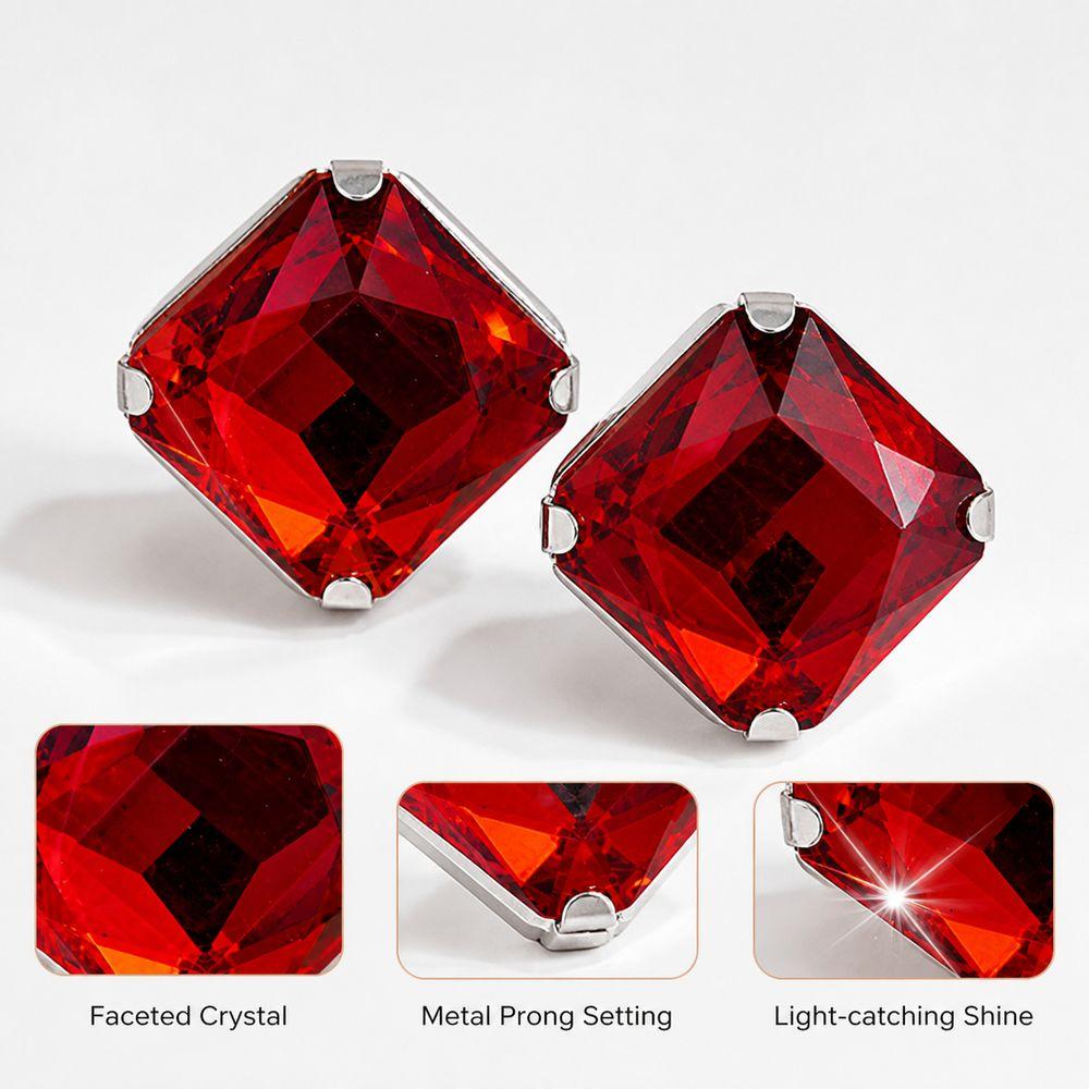 Square Shape Square Rhinestone Earrings Large Size Large Crystal Ear Stud