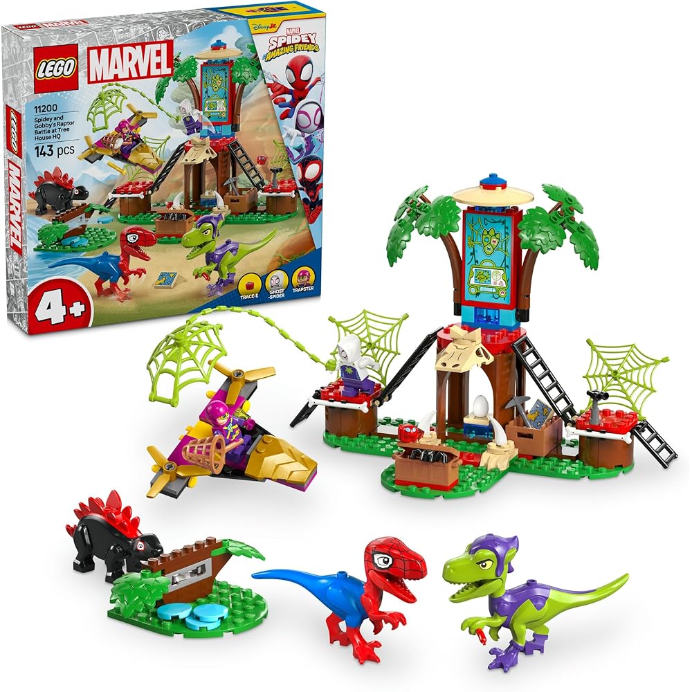 LEGO Marvel Spidey and His Amazing Friends Spidey and Goby Treehouse Adventure Toy Building Set for Kids 4-6 Years 11200