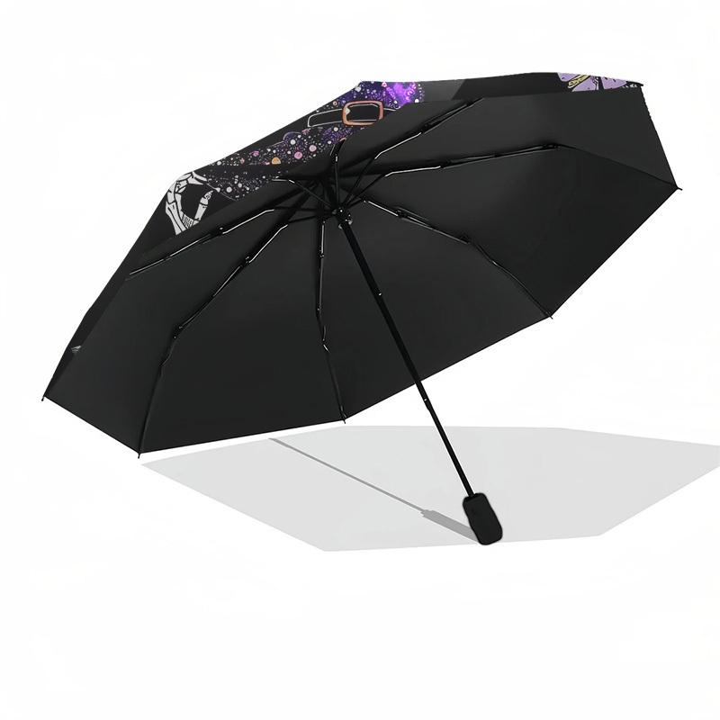 1pc Skele-Witch-Meditation Umbrella with Plastic Handle,Suitable for All Seasons Home Travel Outdoor UmbrellaDD1662