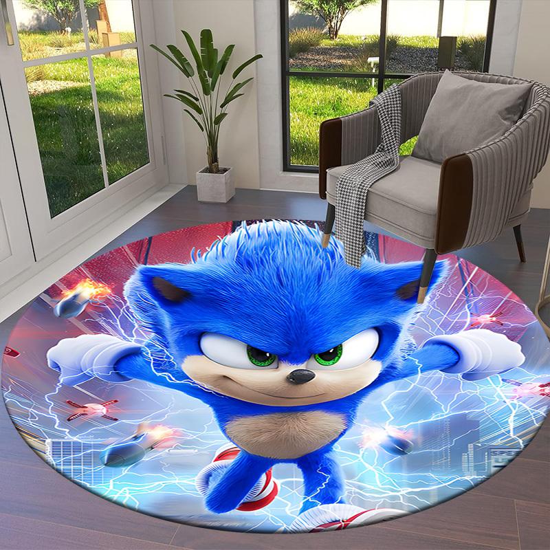 1pc Sonic the Hedgehog movie poster Round carpet, Made of Polyester,Perfect for Decorating Office Chairs, Living Rooms,fplt077
