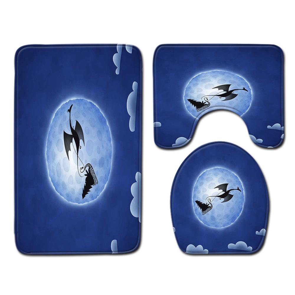 Рождественский коврик для ванной, туалетный трехпредметный набор