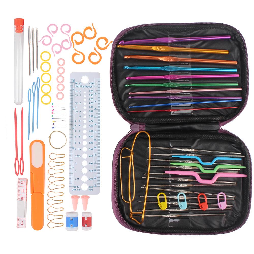 Алюминиевый сплав 22 шт. 100 шт. набор спиц для вязания крючком набор круговых спиц пряжа петли спицы для вязания крючком своими руками для пряжи набор аксессуаров для вязания крючком