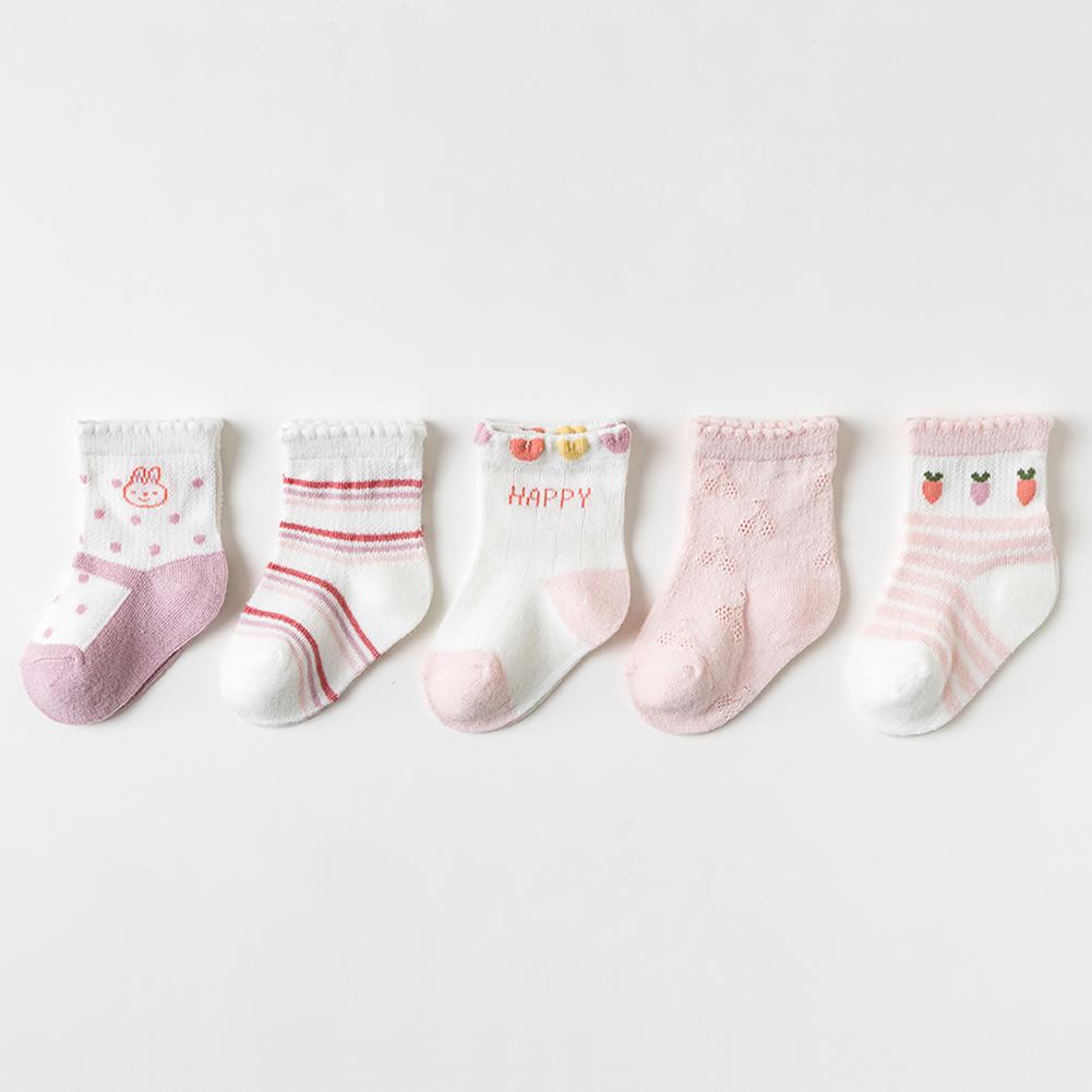 5 пар носков для маленьких мальчиков и девочек, милые хлопковые носки, мягкие дышащие детские полосатые клетчатые носки с героями мультфильмов, детские носки для малышей, От 1 до 8 лет