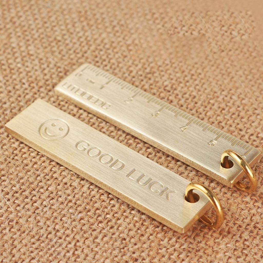 6cm Pure Copper Ruler Keychain Decoration