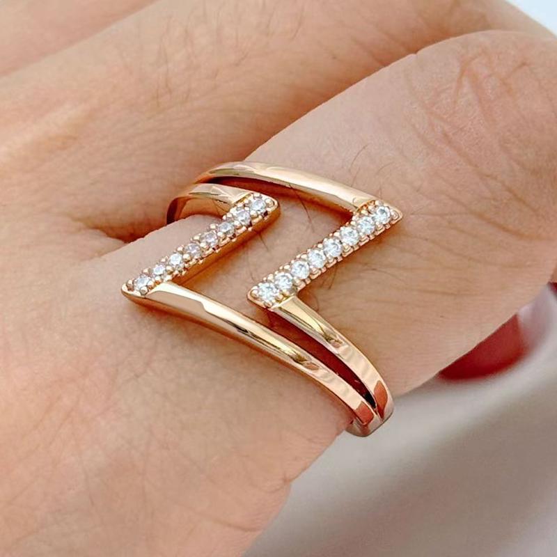 Простые глянцевые геометрические кольца для женщин, модные, цвета розового золота, с аксессуарами из натурального циркона, повседневные изящные украшения