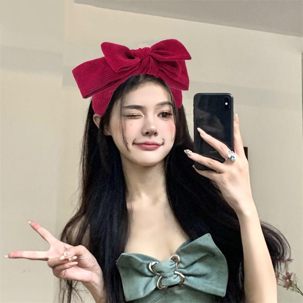Large Bowtie Headband Wide Wash Face Hairband Gifts Bowtie Hair Hoop Ladies