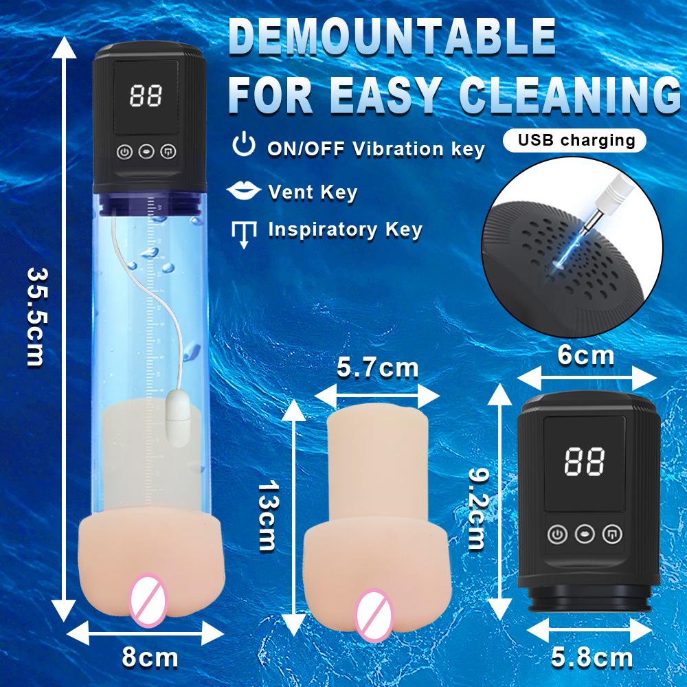 Electric Penis Pump Male Masturbator for Penis Vacuum Enlargement Train 9 Sucking Vibrating Rechargeable Sex Toys for Men Bigger