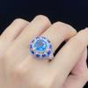 Роскошное высококачественное регулируемое кольцо с имитацией морского голубого топаза, подходящее для повседневной женской вечеринки, модные ювелирные изделия