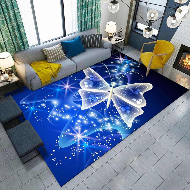 Gorgeous Butterfly Design ECO Friendly Material Carpet for Living Room Bedroom Bedside Rug Floor Mat Hallway Non-Slip Rug