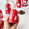 2 Pcs Red Christmas Bells Ornament Vintage Rustic Hanging Bell with Snowflake Reindeer Tree Pattern Handmade Lucky Bell for Home Tree Decor
