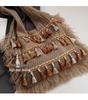 Ethnic Tassel Small Square Bag: Versatile, Large-Capacity Women's Shoulder Bag for Simple Vacation Style