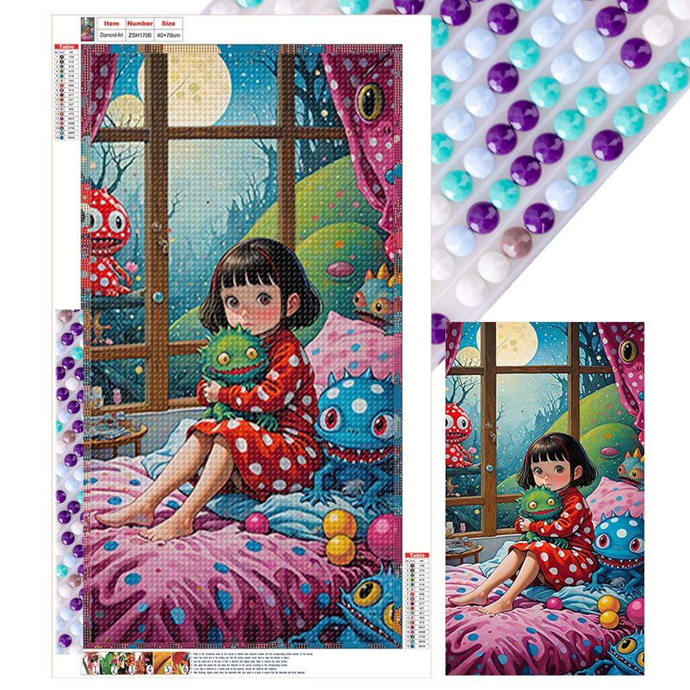 Странная Девушка 5D DIY Полная Заливка Круглый Алмазный Живопись Набор для Домашнего Настенного Декора