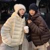 Легкая ребристая хлопковая одежда с подкладкой женская на год с капюшоном короткая маленькая теплая хлопковая одежда хлопковые куртки с подкладкой черепаховая спина зимнее толстое пальто