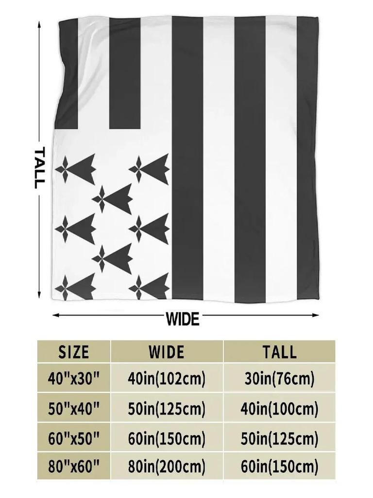 Flag of Brittany Drapeau Breton Gwennhadu Ermine Soft Warm Flannel Throw Blanket for Bed Sofa Picnic Travel