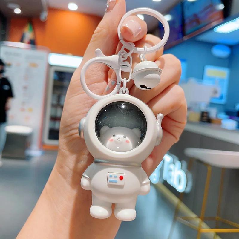 Cute Starry Light Astronaut Keychain Can Say I Love You Sound Light Bear Car Key Chain Package Pendant Kawaii Gifts Bag Hanging