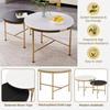Round Nesting Coffee Table Set Of 2, End Table, Industrial Stacking Side Table, Accent Coffee Table For Home Office Living Room