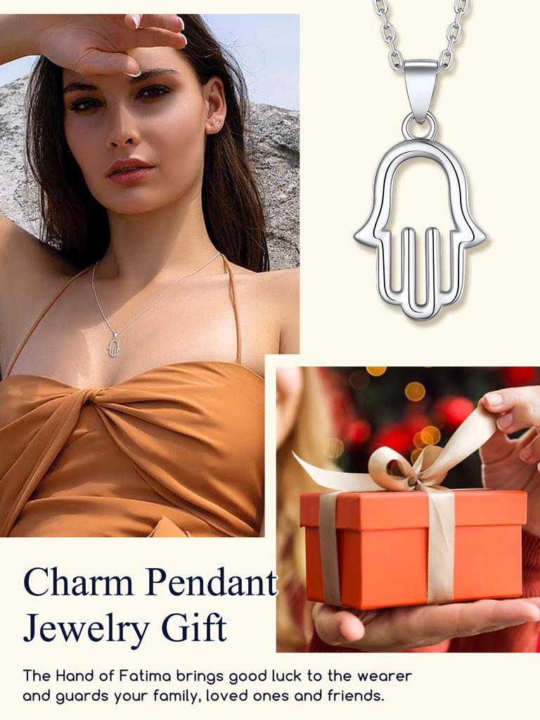 Ожерелье Хамса из серебра 925 пробы, кулон «Рука Фатимы», амулет, амулет, Ближний Восток [Suplight] для женщин