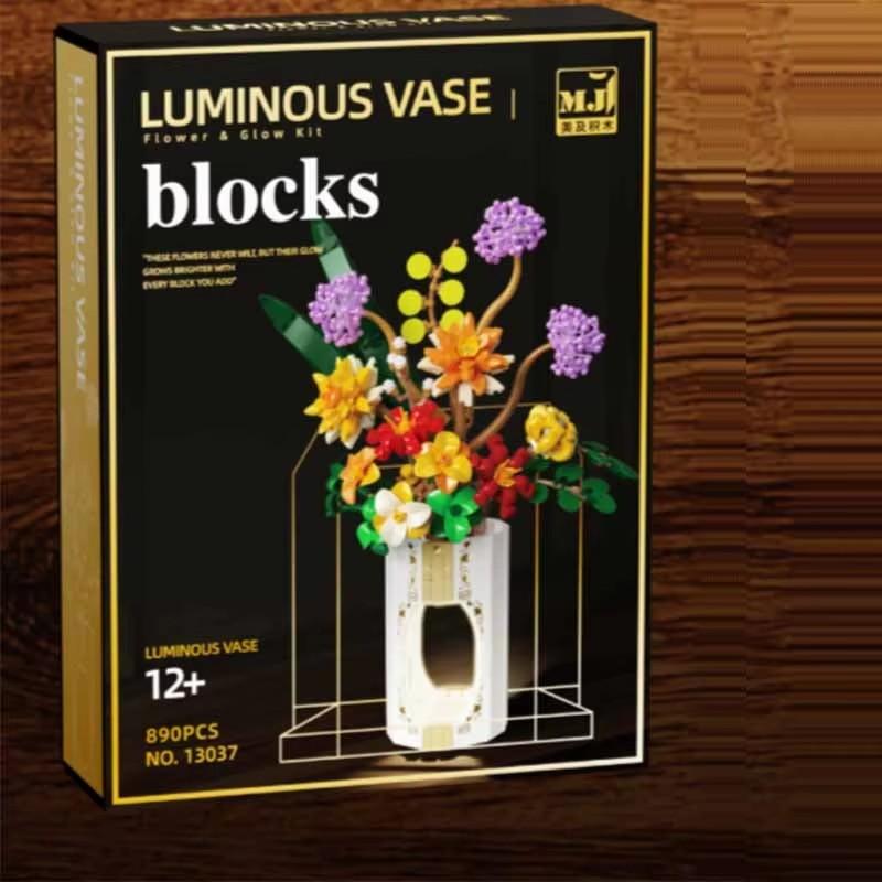 890Pcs Simulation Bouquet Rose House Decoration Creativity Moc Model Bricks Flowers Toy Building Block Gifts For Girls Adults