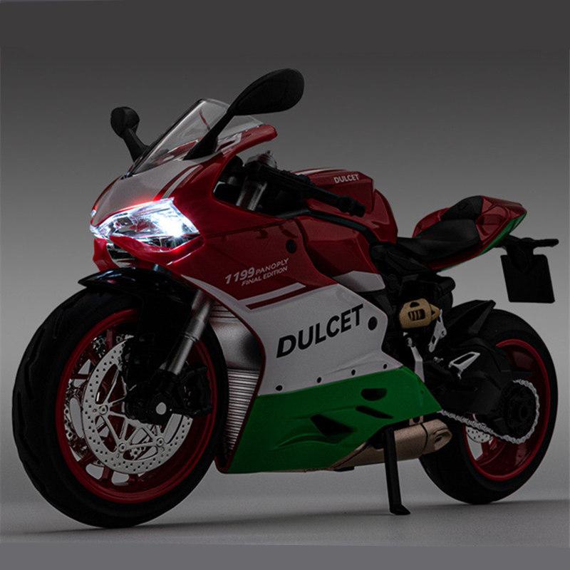 1/12 Ducati 1199 Panigale Сплав Модель Мотоцикла Литой Металл Гоночный Мотоцикл Модель Звук Свет Украшение Детская Игрушка Подарки