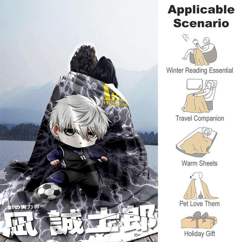 1pc Chibi Soccer Hero Anniversary Flannel Blanket Soft Warm Throw Blanket for Bedroom Living Room Bed Travel Camping Picnic Gift. MT71501111