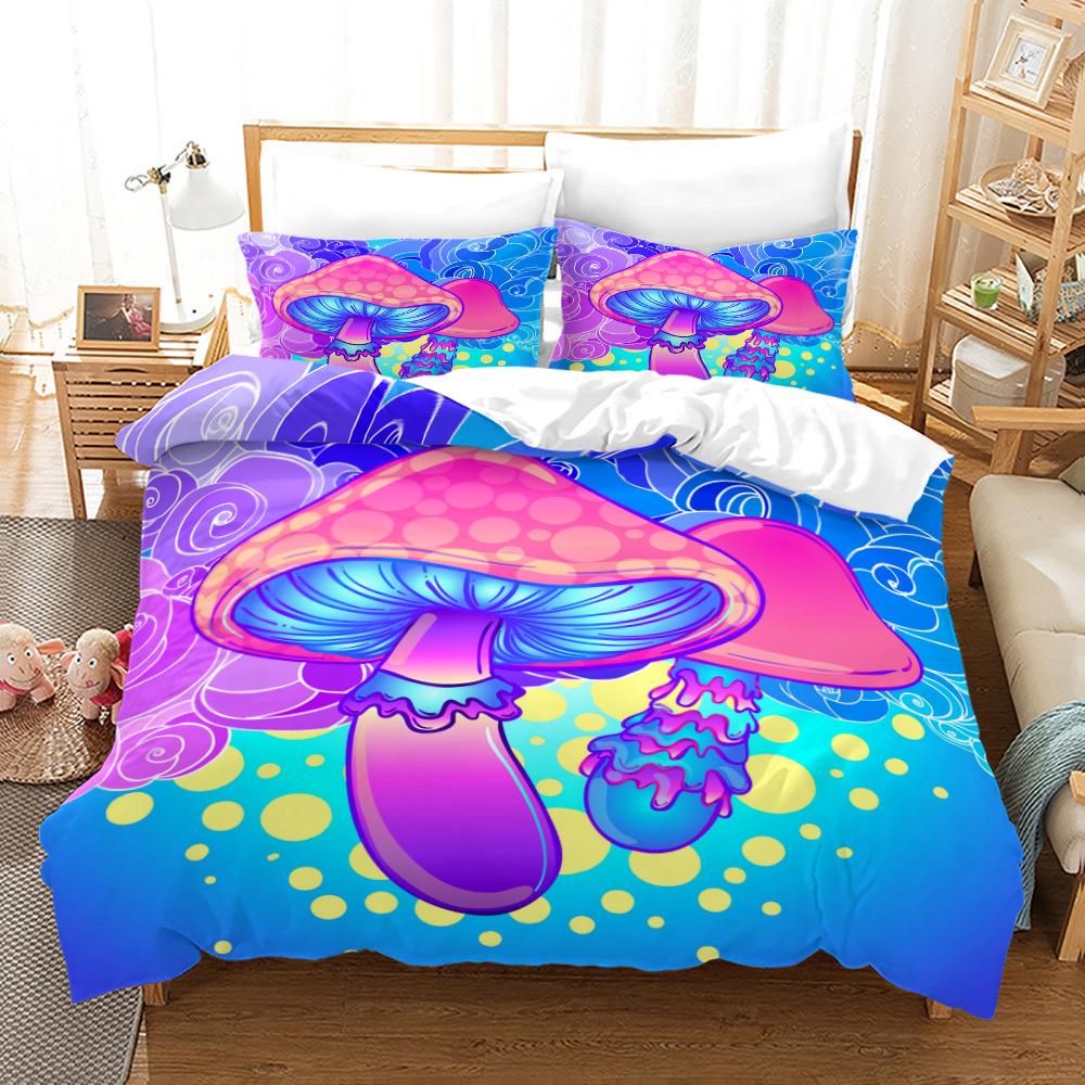 Dreamy Elf World Bedding Set Magic Mushroom Quilt Cover Pillowcase 2/3pcs King Queen Bed Cover Single Double Bed Home Textile