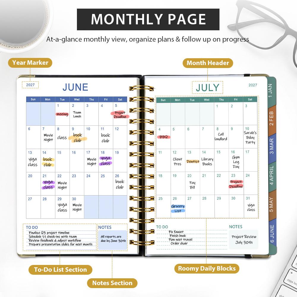 2027 Planner with Labels, Multi-purpose 12-month Plan, Suitable for School, Home, and Office