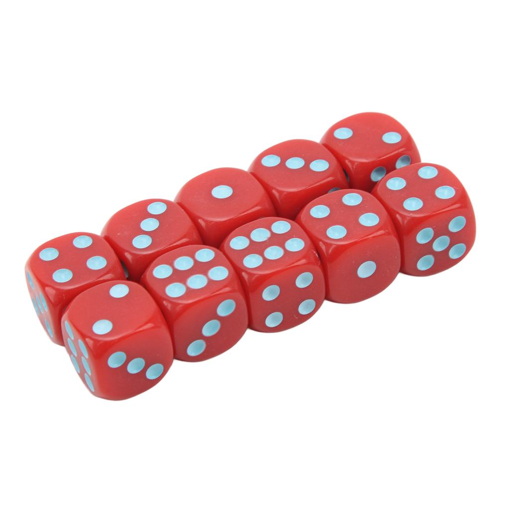 20 игральных костей с закругленными углами 16 мм, набор из 6 игральных костей для настольных игр, математических игр, красные и синие точки