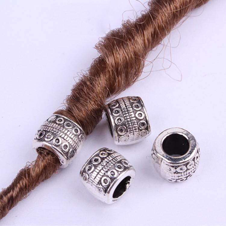 5pcs/bag Silver Metal Hair Rings Braid Dreadlocks Bead Hair Cuffs Dread Tube Charm Dreadlock for DIY Hair Accessaries