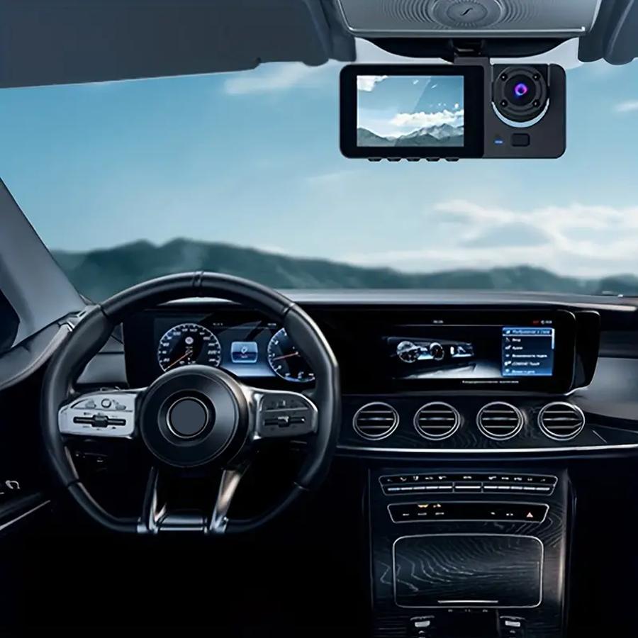 3-канальная видеокамера для автомобиля спереди, сзади и внутри, 1080P Full HD видеорегистратор для автомобилей, тройная автомобильная камера с картой, 2,0'' IPS HD экран