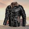 Winter Men's PU Leather Jacket Casual Thick Fur Thermal Leather Coats Men Fur Collar Motorcycle Leather Down Jackets 8XL