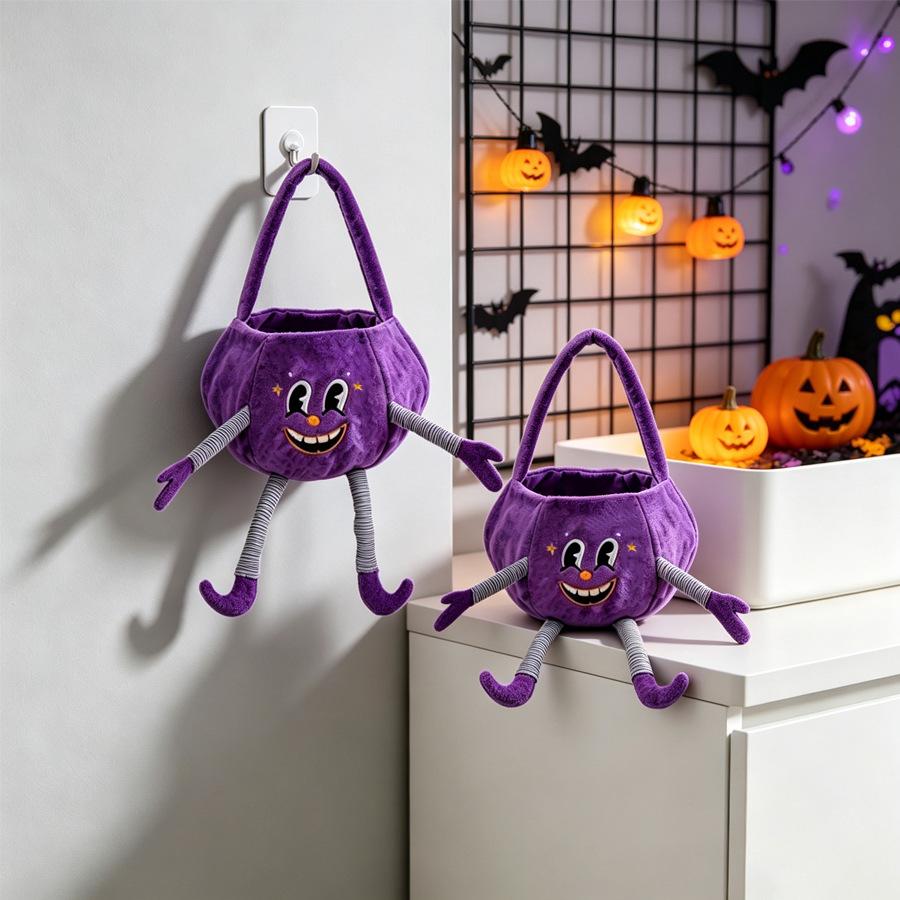 Halloween Plush Ghost Candy Bag Trick or Treat Bucket Kids 3D Hands Feet