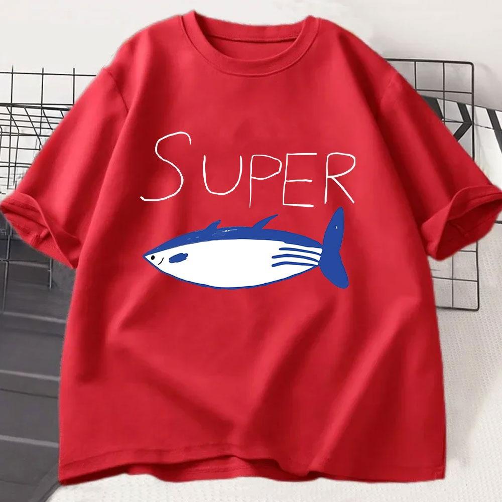 Kpop Korean Jin Super Tuna Fish T-shirts Fashion Vintage Short Sleeve T-shirt Men Women Clothing Cotton Casual Oversized T Shirt