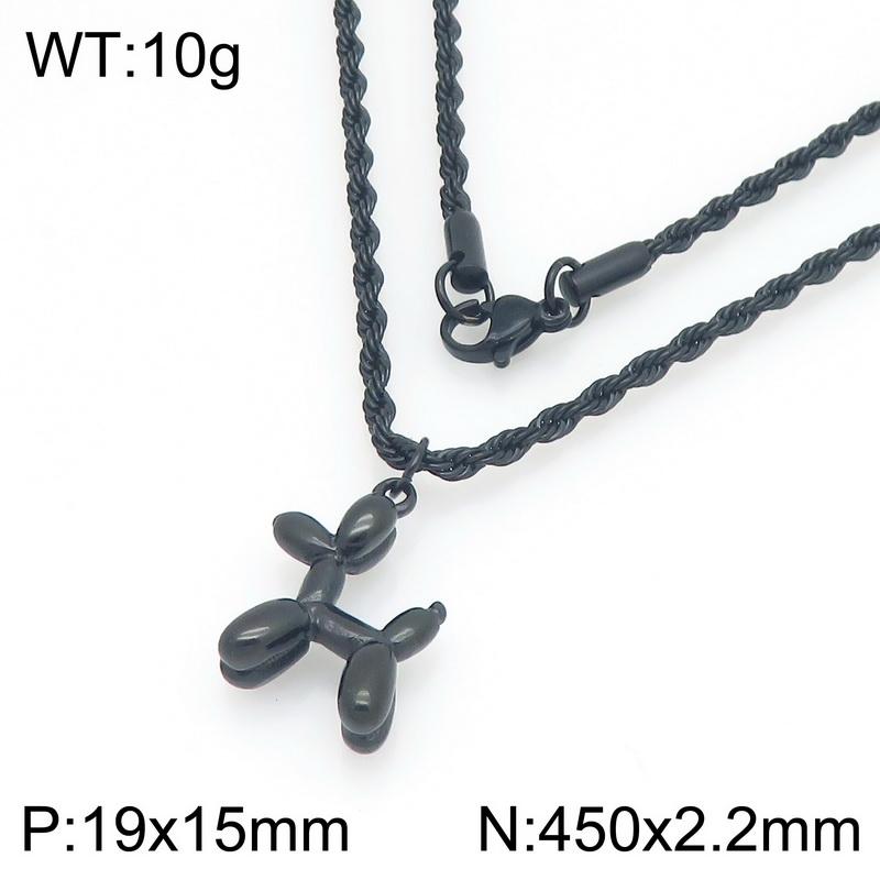 Cute Balloon Dog Pendant Necklaces Stainless Steel Twisted Chain Choker for Couples Simple Animal Necklace Fashion Party Jewelry