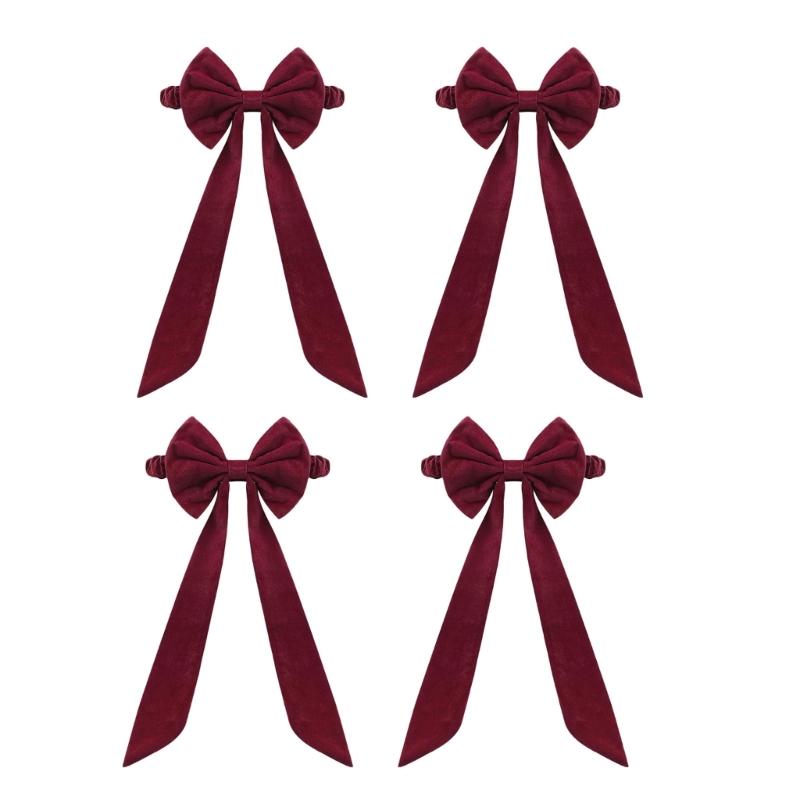 Christmas Velvet Chair Bows Tie Chair Back Ribbons Sashes Set for Weddings and Event for Enhancing Venue Elegances