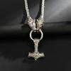 European and American New Viking Series Accessory Necklace Wolf Head Thunder Hammer Men Personalized Accessory