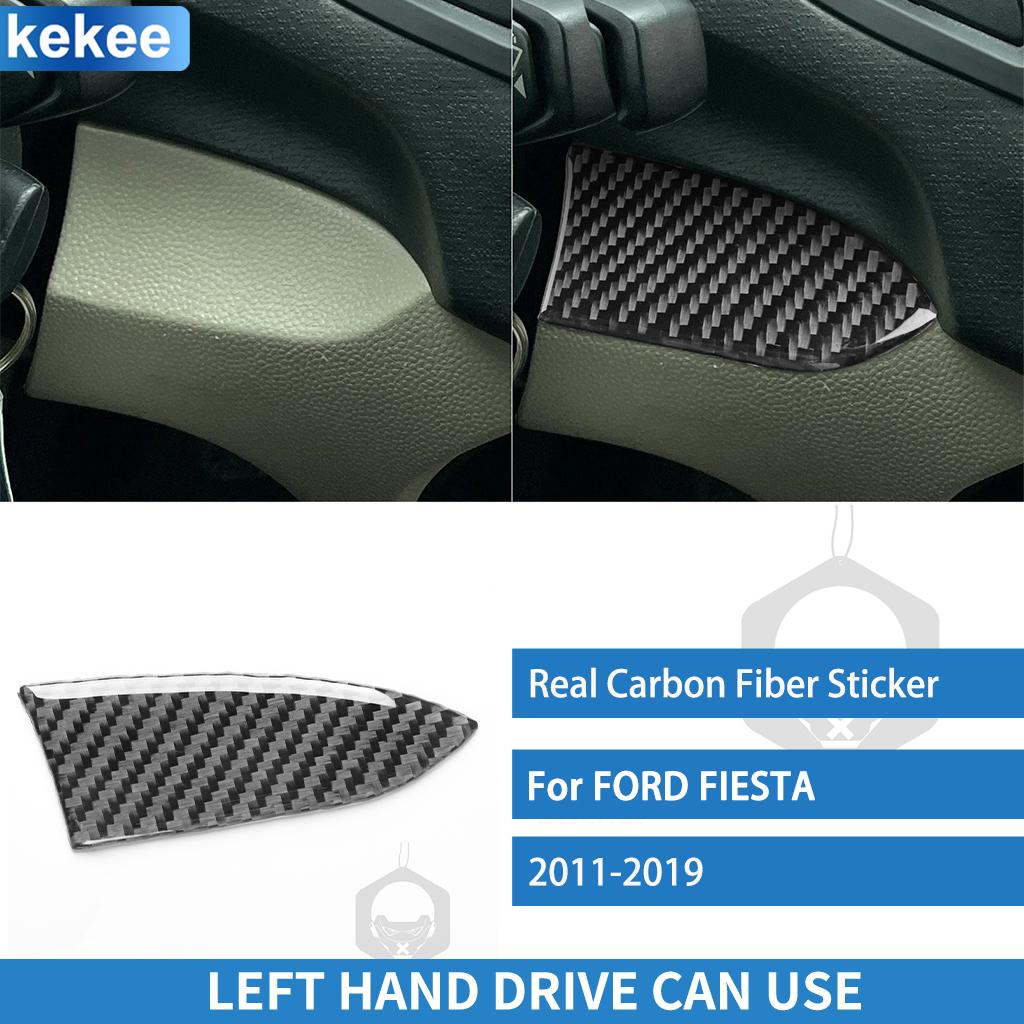 For Ford Fiesta 2011- Real Soft Carbon Fiber Left central control panel Trim Car Interior Stickers Decoration Accessories