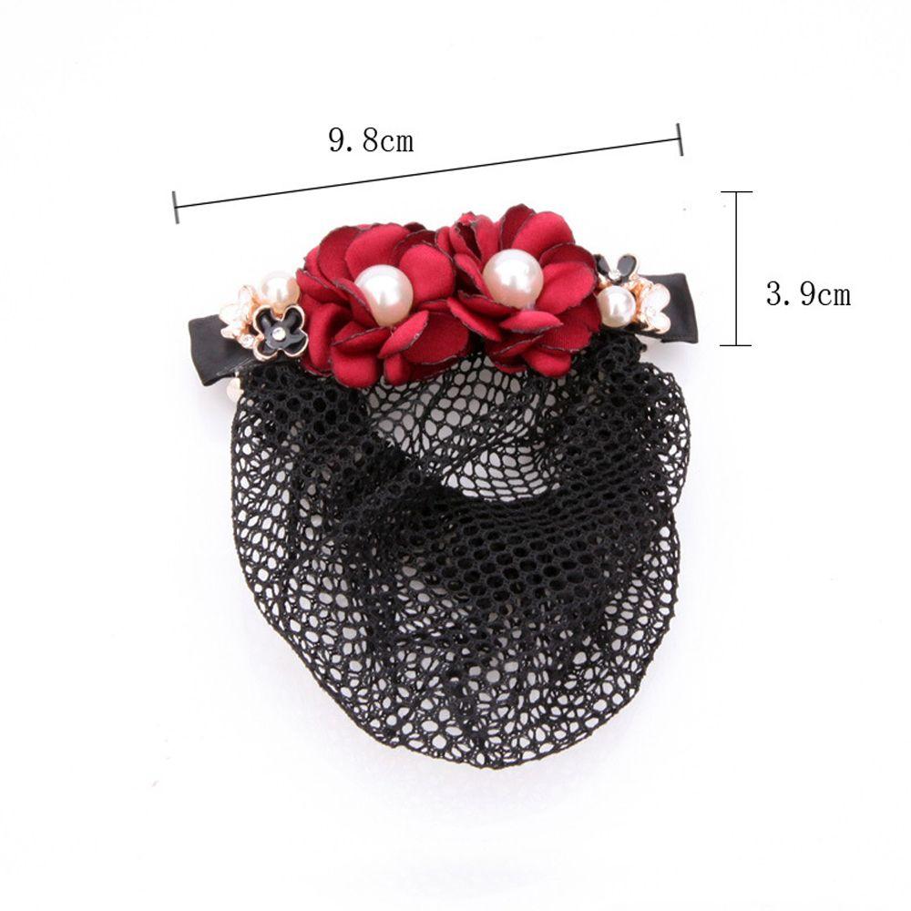 Simple Pearl Flower Cloth Headdress Hairnet Mesh Snood Korean Style Headwear Women Spring Clip