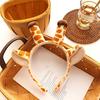 Headband Anti-Slip Soft Plush Fabric Cartoon Sika Deer 3D Ears Design Headband Face Washing Makeup Hair Hoop Hair Accessory