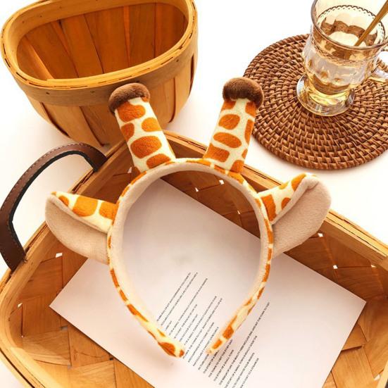 Headband Anti-Slip Soft Plush Fabric Cartoon Sika Deer 3D Ears Design Headband Face Washing Makeup Hair Hoop Hair Accessory