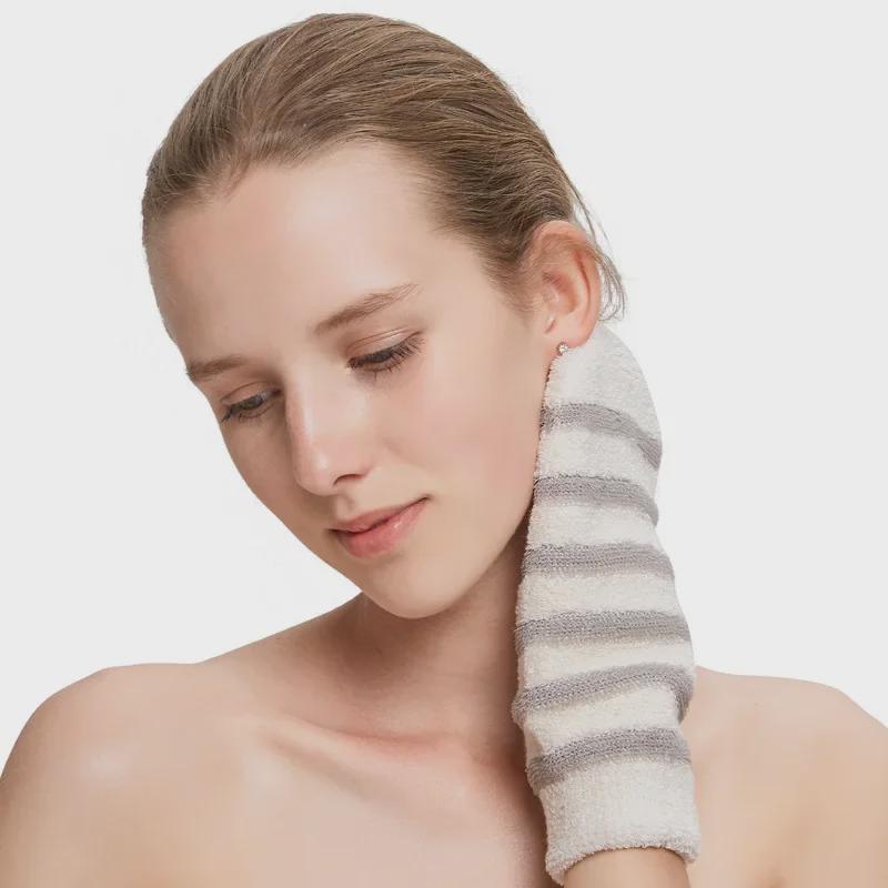 Мягкие полосатые льняные хлопковые перчатки для бани — нежные для кожи и идеальные для отшелушивания