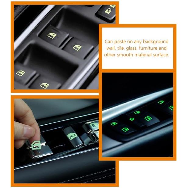 4 Pcs Car Glow Button Stickers Fluorescent Adhesive Decals for Stylish Car Interior Easy Install Night Safety Stickers for Window and Dash Buttons