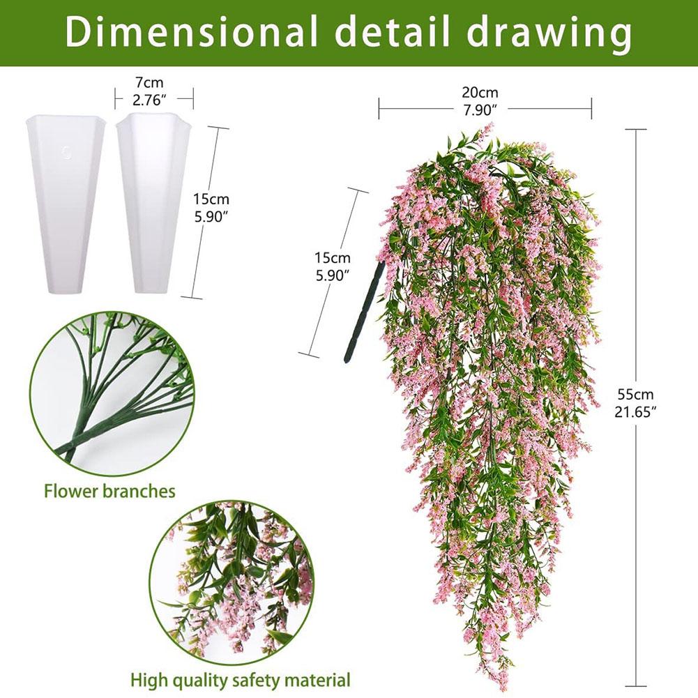 Artificial Hanging Vine Simulated Wall Hanging Fake Flower Plastic Flower Decorative Plant Basket Vine Lavender Wedding Decor