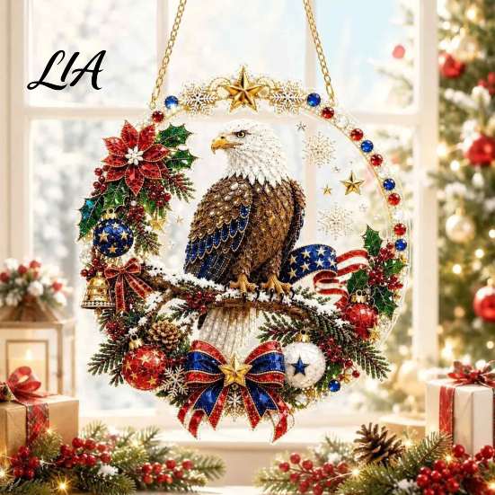 Decorative Hanging Ornaments for Home Christmas Diamond Art Ornament, 2D Acrylic Pearl Painting Clear Festive Decor Pattern Suncatcher, Holiday Window