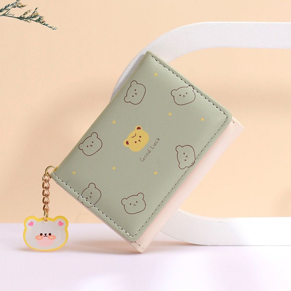 Collapsible Bear Print Wallet Cartoon Short Wallet Mini Coin Purse Student
